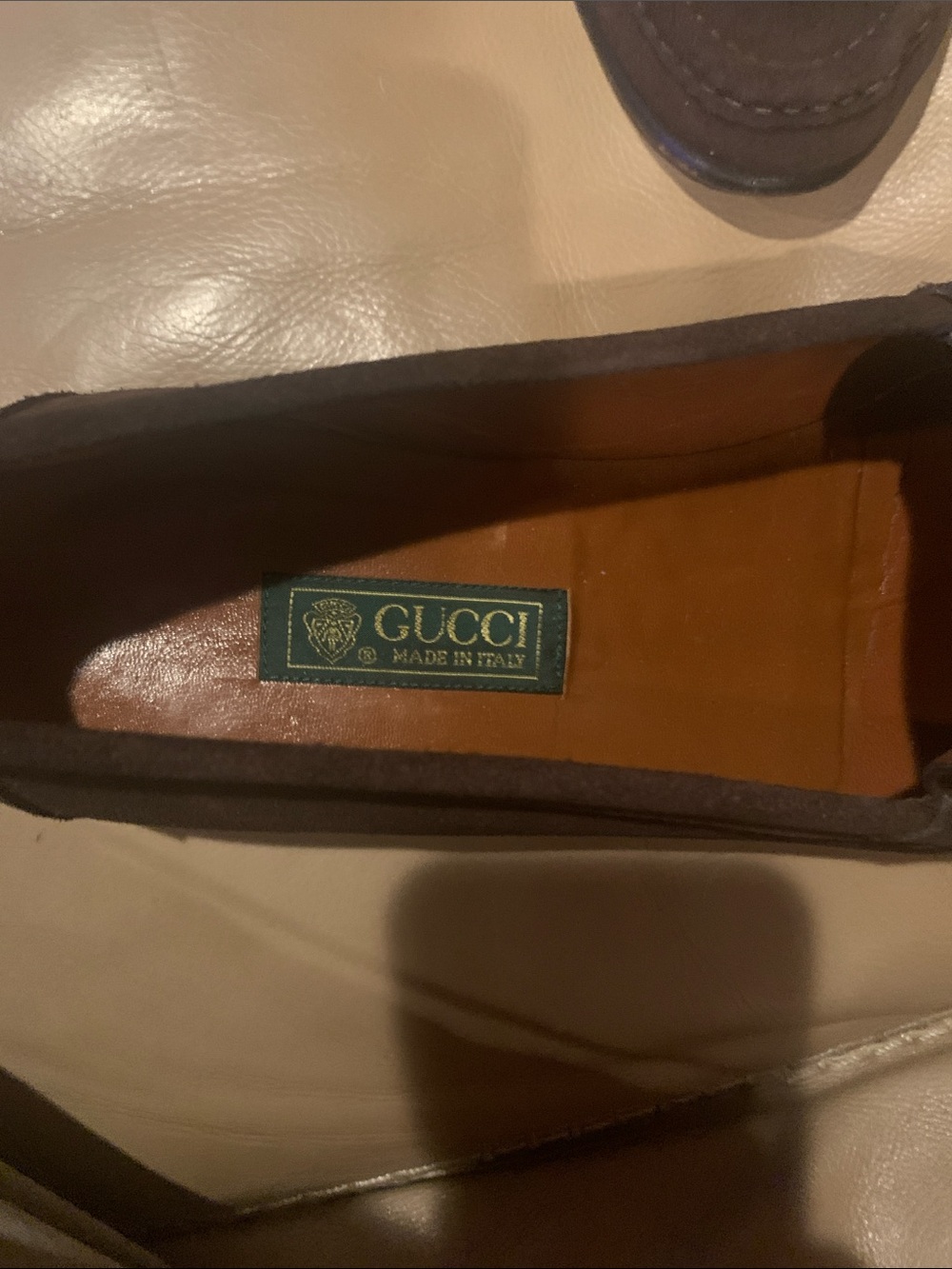 Gucci Dark Brown Suede Horsebit Loafers with Red & Green Web. Like New - Picture 2 of 8